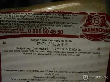 Калории в крыльях