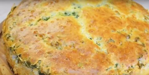 Заливной пирог с сыром и зеленью