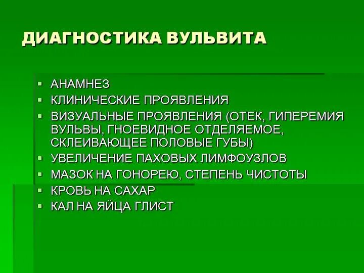 Вульвит клинические проявления. Причины первичного вульвита.