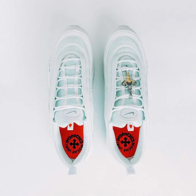Кроссовки иисуса найк. Nike air max 97 со святой водой. nike jesus shoes. mschf кроссовки.