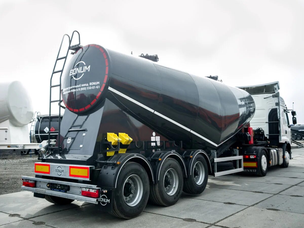Полуприцеп-цистерна bonum 914230. Вертикальная м 5115а. Емкость из нержавейки и уголка. 28 куб м. Пухто 4 м3.