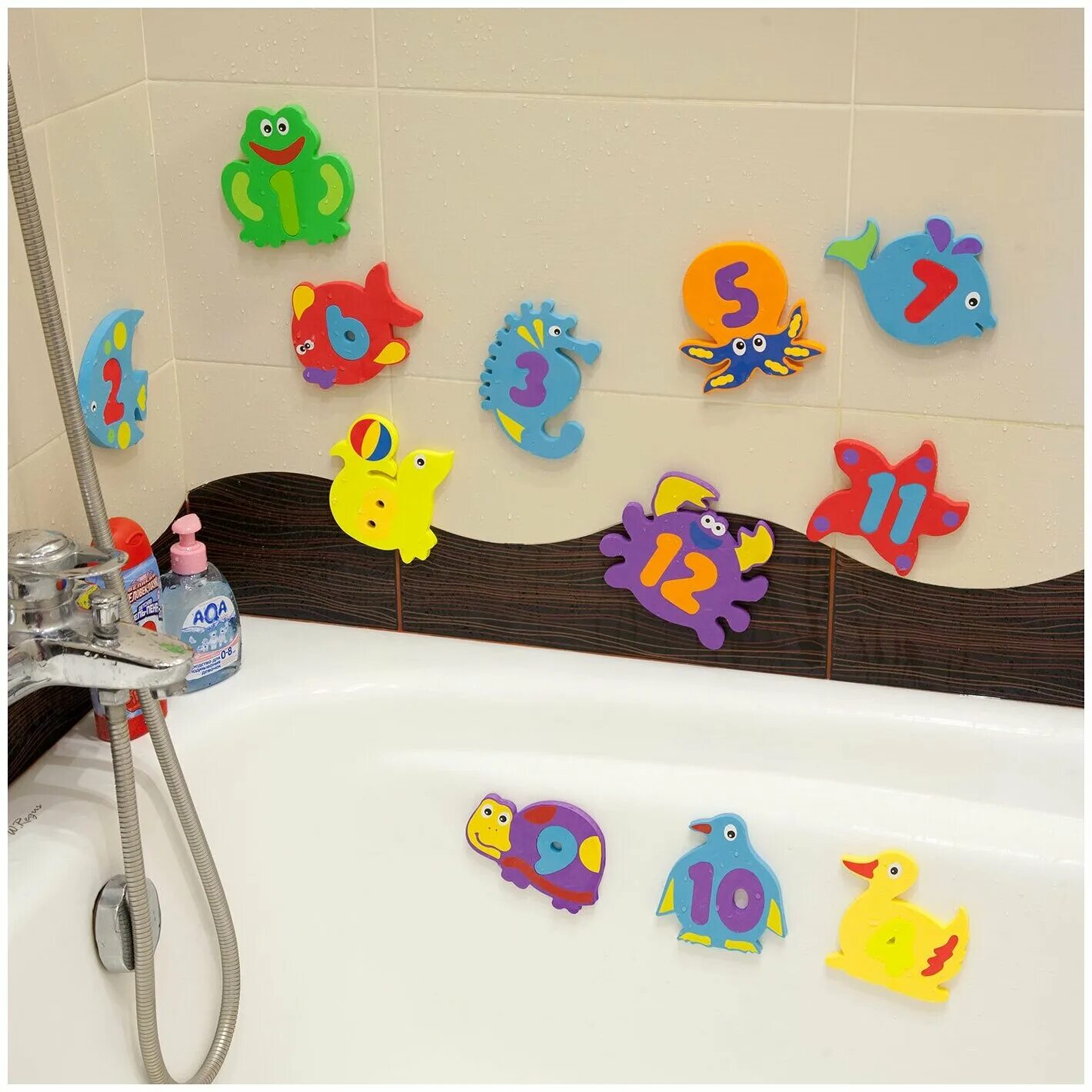 Купить игрушки для ванной. Стикеры FUNKIDS waterfun-2. Игрушки для ванной. Игрушки для ванной для детей. Игрушки липучки для ванной.