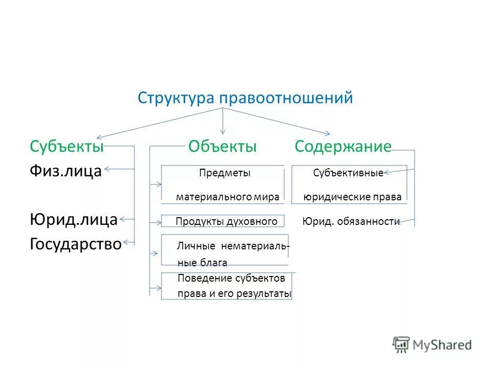 Субъекты объекты отношений содержание