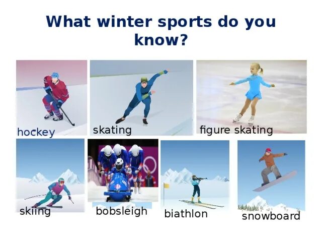 Зимние виды спорта на английском языке. Winter kinds of Sport. Виды спорта зимой на английском. Уиды спорк ана английском зимние. Many of you do sports