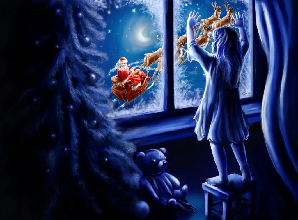 В ночь приходит сказка. Новогоднее чудо. В ожидании новогоднего чуда. Рождественская сказка. Рождество за окном.