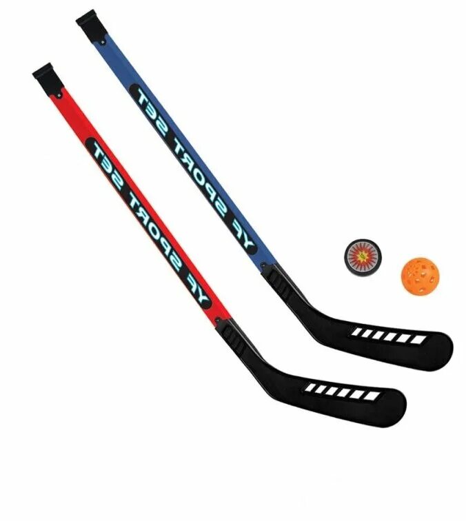 нордпласт 268 набор юный хоккеист (2 клюшки + 2 шайбы) 1/16. набор 2 клюшки хоккейных, 80 см + 2 шайбы (европодвес) микс 2749885,.