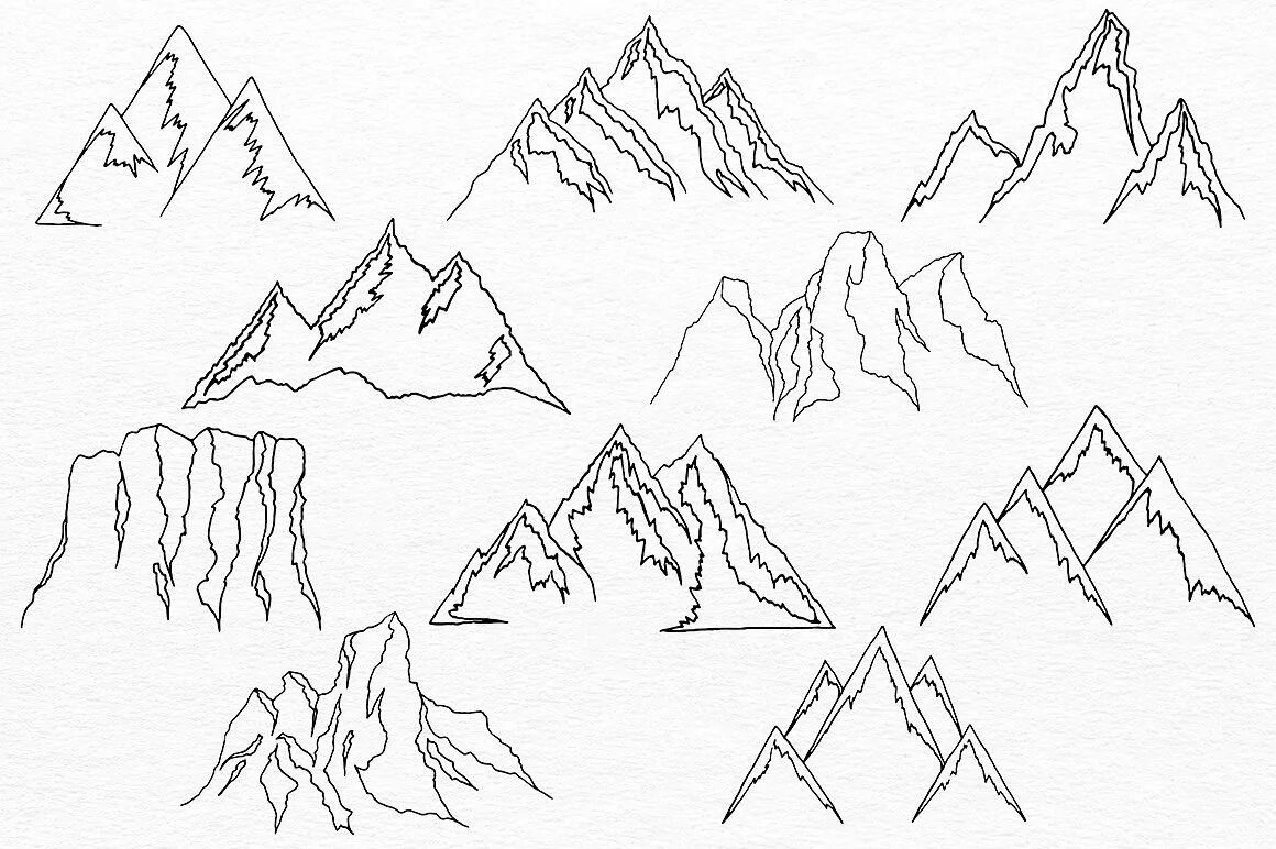 Контур горы Эверест. Горы карандашом. Горы для рисования. Горы набросок.