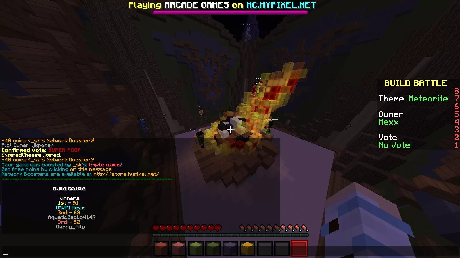Mc hypixel net. Метеорит билд батл. создатель hypixel. сервера с командным билд батлом. метеорит майнкрафт постройка билд батл.