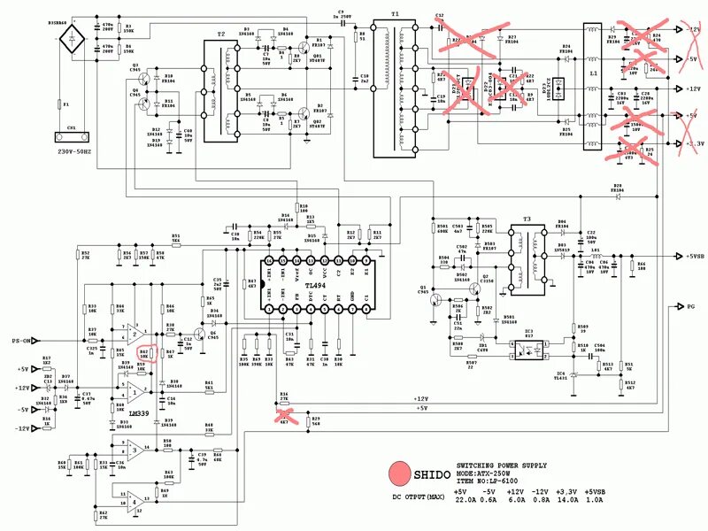 Схема блока питания iso Блок питания iso 500pp схема