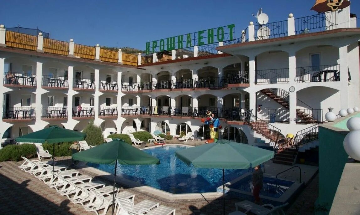 Отель крошка. Крым енот отель. Крошка енот гостиница. Мирали отель Крым. Морское Судак отели.