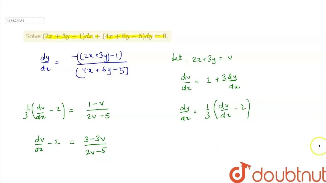 DX/dy=(x-y); y(0)=0. решение. Dy=2-x^3dx. X  Y DX  Y  X dy  2 2 5 1 0. Dy=(5x^6)DX. 2x 3y 2 2y 1 0