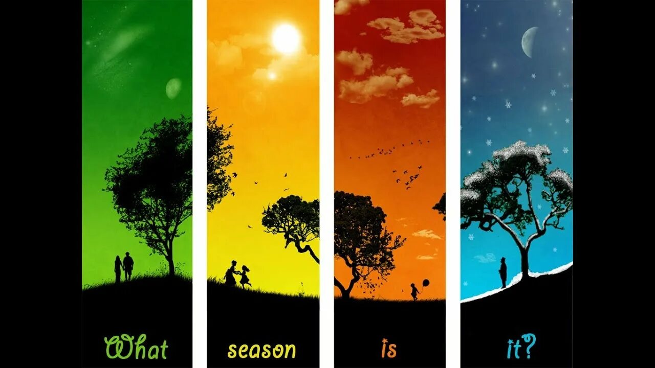 There are four seasons. 4 Seasons. There are four Seasons in a year. Зима лето. Four Seasons of the year.