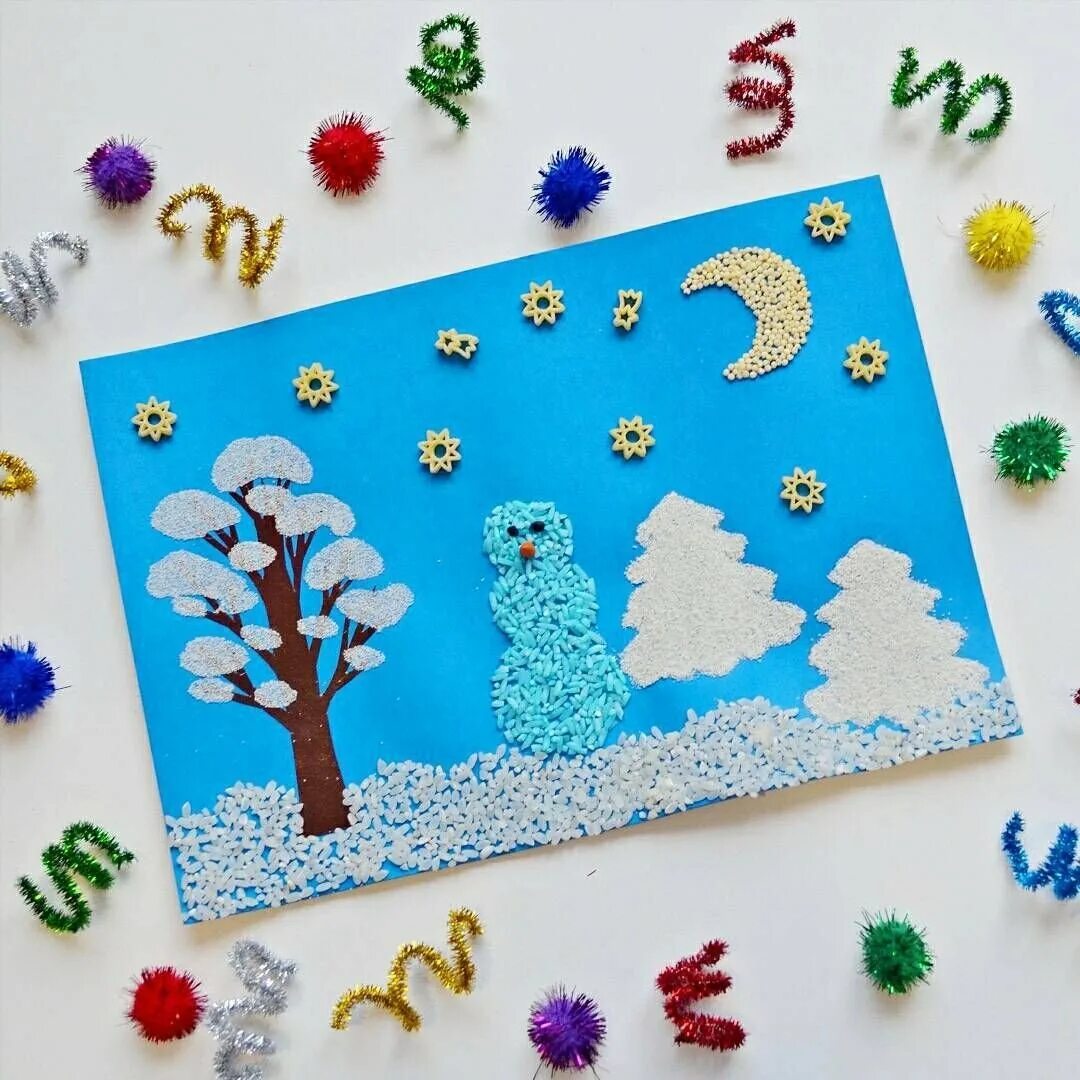 Зимние поделки средняя группа. Аппликация зимняя фантазия. Пластилинография зима. Зимние детские работы в детском саду. Аппликация на тему зима.