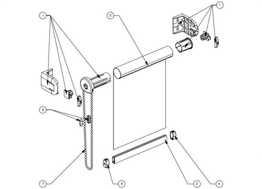 Устройство шторок. Схема сборки роллетных штор. Схема монтажа рулонных штор Uni 1. Схема монтажа рулонных штор мини. Сборка механизма для рулонной шторы ролла.