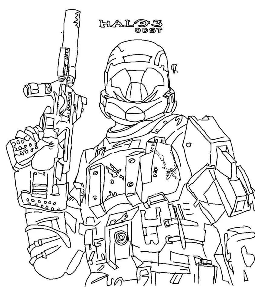 Раскраска Halo мастер Чиф. Раскраски для мальчиков военные. Раскраски солдаты будущего.