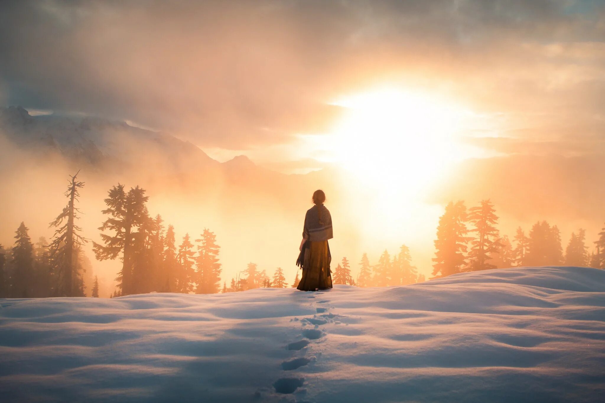 Elizabeth Gadd. Зимнее солнцестояние. Путник зимой. Зима спокойствие. Доверие зима