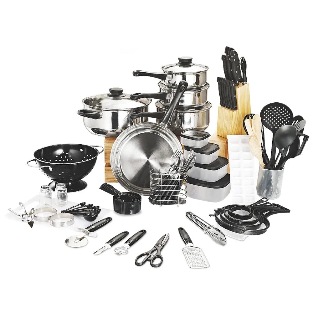 Лучшие наборы для кухни. Cookware Set набор. Cookware Set набор Arshia 14 St. Кухонный инвентарь для дома. Бытовая посуда.