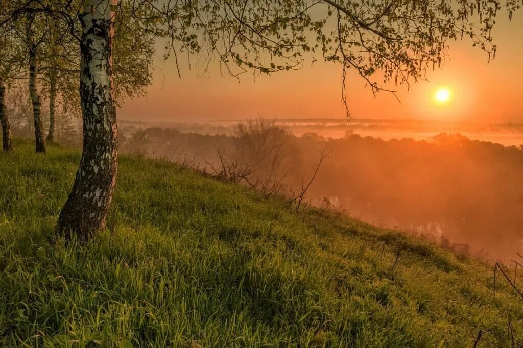 День зорька. Природа рассвет. Пейзаж рассвет. Красота русской природы.