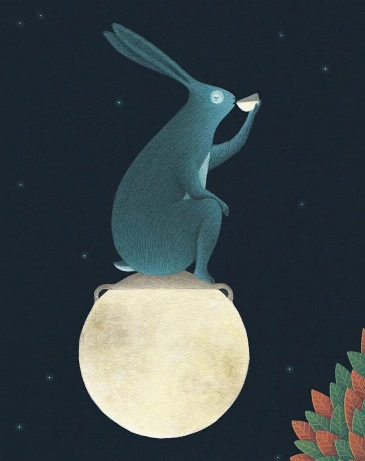 The Hare in Moon Moon art, Hare illustration, Rabbit art