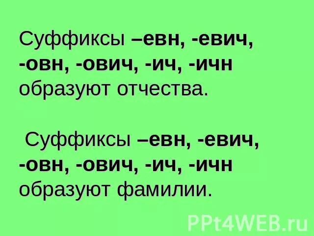 Суффиксы. Суффиксы в отчествах. Суффикс ич. Суффиксы 2 класс.