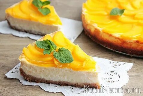 Чизкейк с консервированными персиками