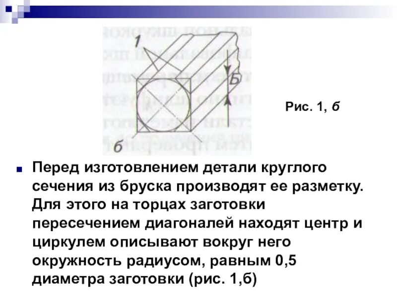 Разметка центра на торце заготовки круглого сечения. "Технология изготовления цилиндрических деталей ручным способом". Последовательность изготовления цилиндрической детали. Разметка цилиндрических деталей.