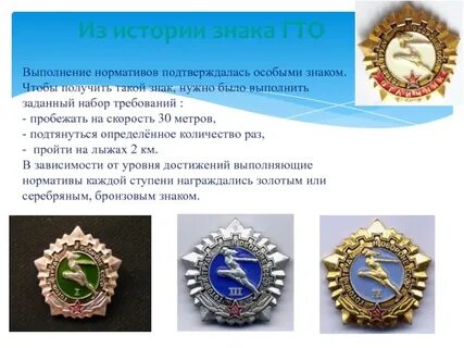 Знаки отличия комплекса гто