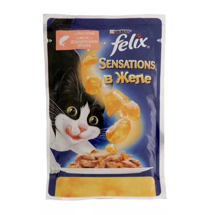 Корм Felix Sensations 85г. Купить пакетики для кошек