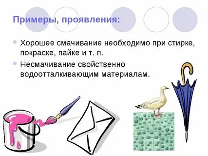 Примеры смачивания