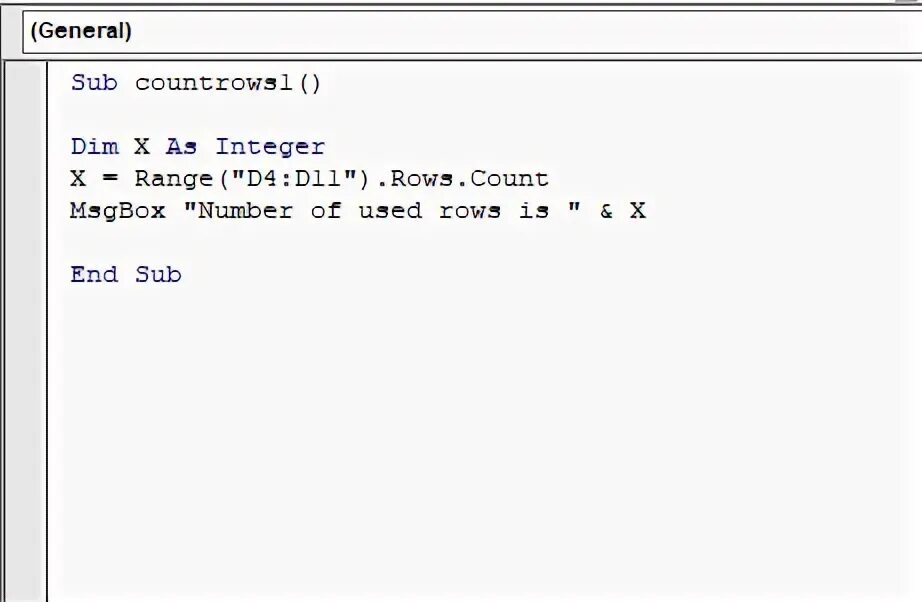 Vba rows count. Vba rows count