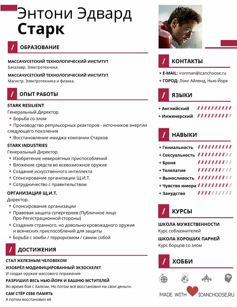 Cv на русском