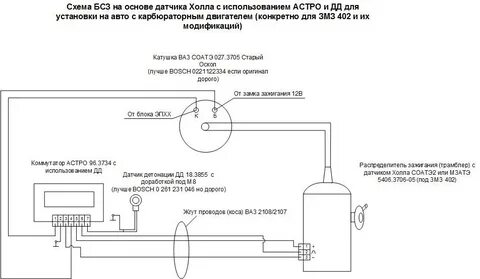 Схема зажигания змз 402