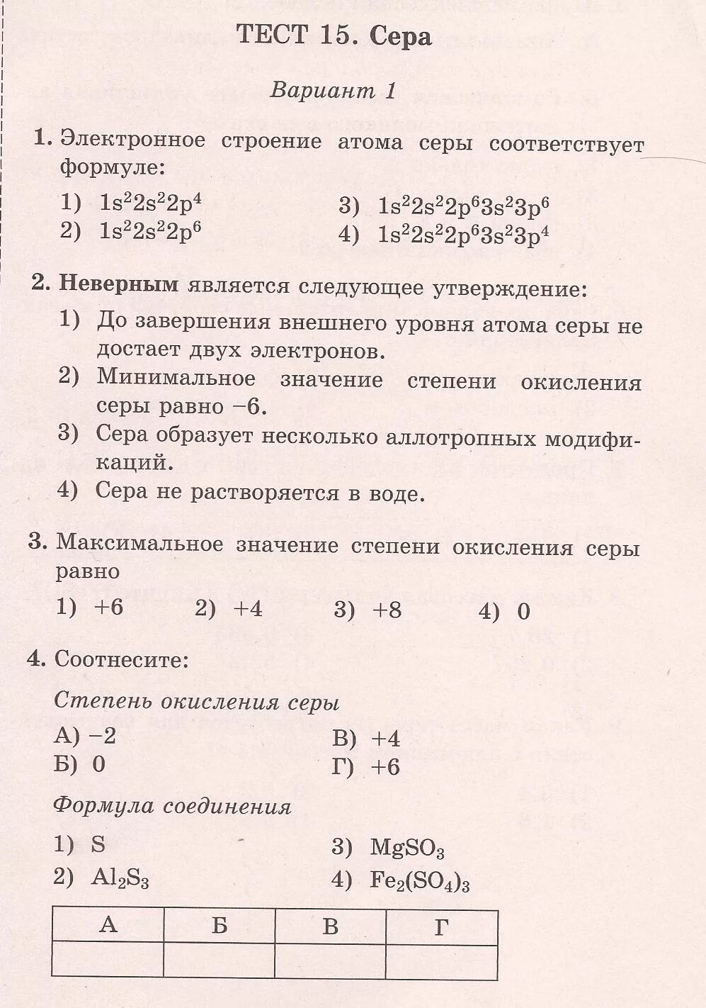 Тест 4 строение атома