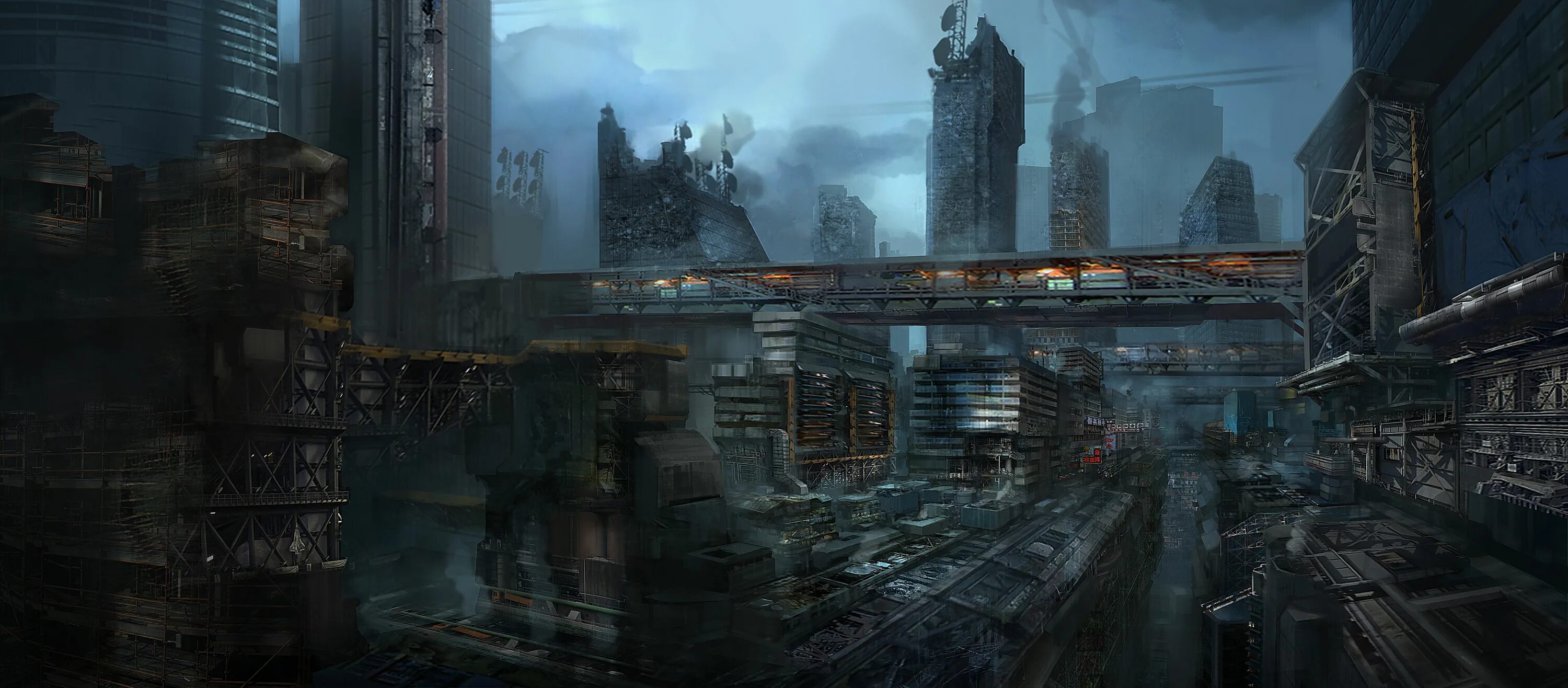 Concept Art Sci-Fi город скетч. Клипарт здание киберпанк. Futuristic City half. Utopia. Версия 2.0 и выше