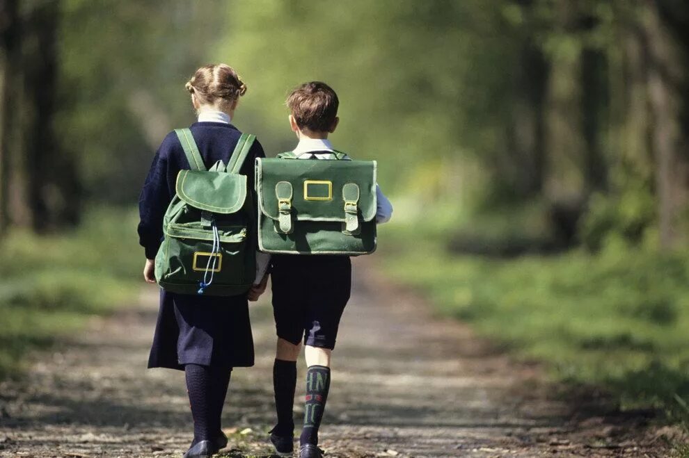 He walks to school