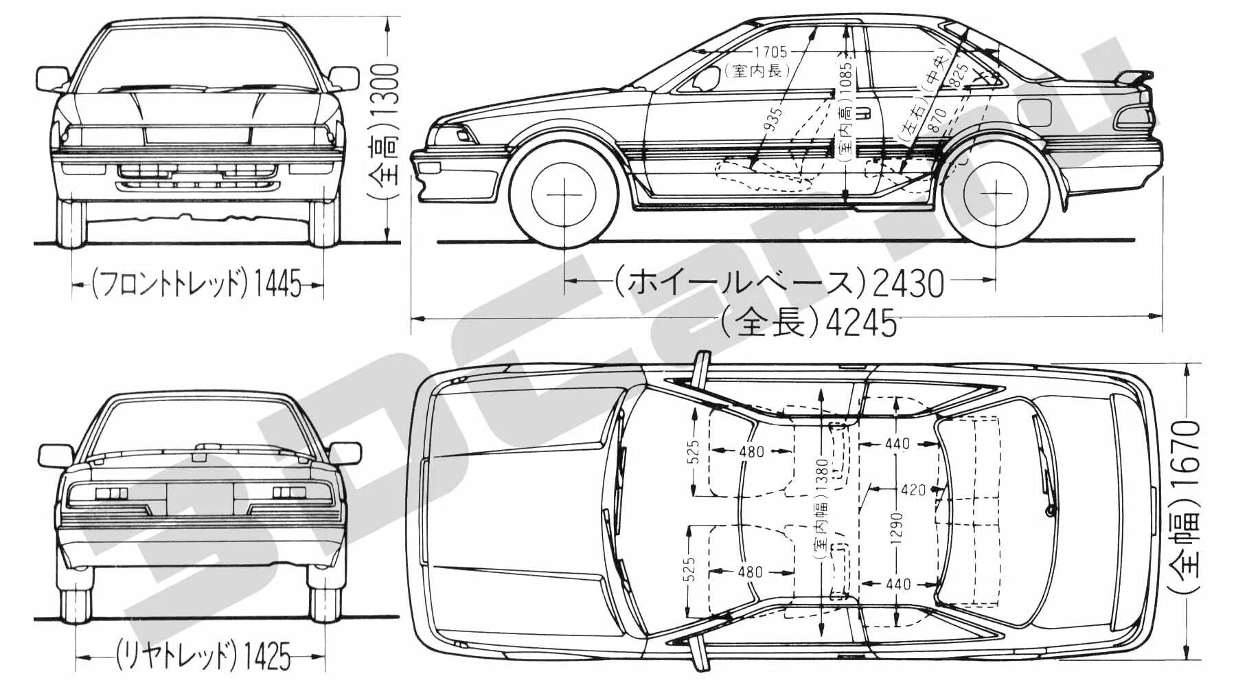 Toyota Corolla Levin ae92 чертеж. Размеры тойота спринтер