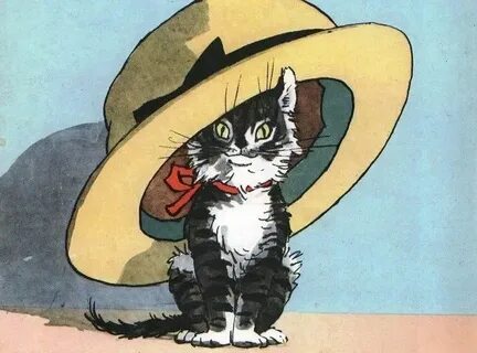 Упала шляпа на котенка