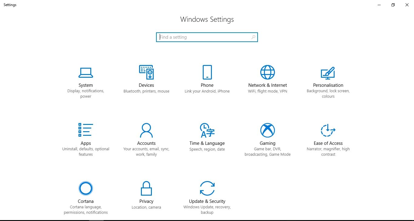 Find system setting
