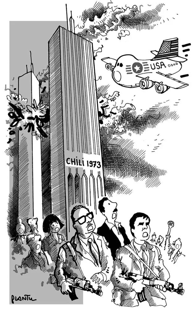 11 Сентября карикатура. 11 Сентября 2001 карикатура. 11 Сентября 1973 переворот в Чили. 11 Сентября рисунок.