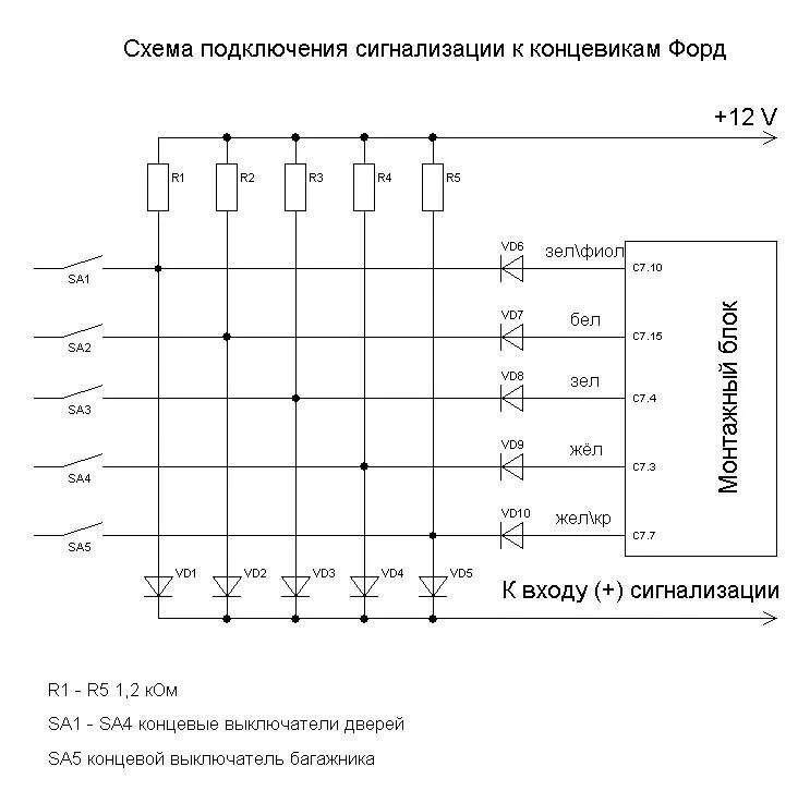 подскажите правильную схему на подключение концевиков дверей / StarLine A91, A61