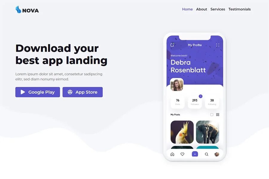 Bootstrap app. Лендинг bootstrap шаблон. app sections.
