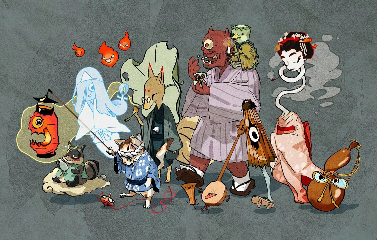 Yokai art night сцены