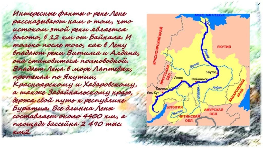 Лена левые и правые притоки. Исток и Устье реки Лена. Исток и Устье реки Лена 6 класс. Река Лена Исток 8 класс. Река Лена презентация.