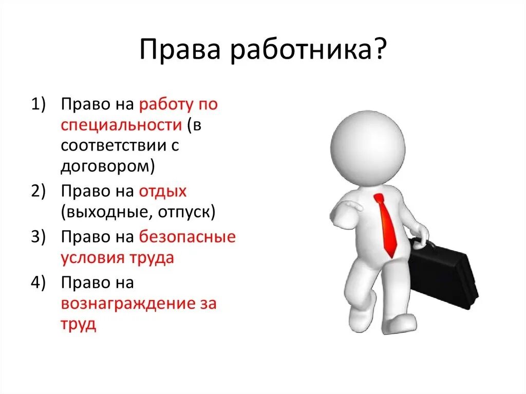 Обязанности картинки. Права работника. Трудовые права работника. Права и обязанности работника. Перечислите основные права работника.