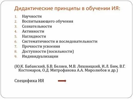 Дидактические принципы обучения иностранному языку