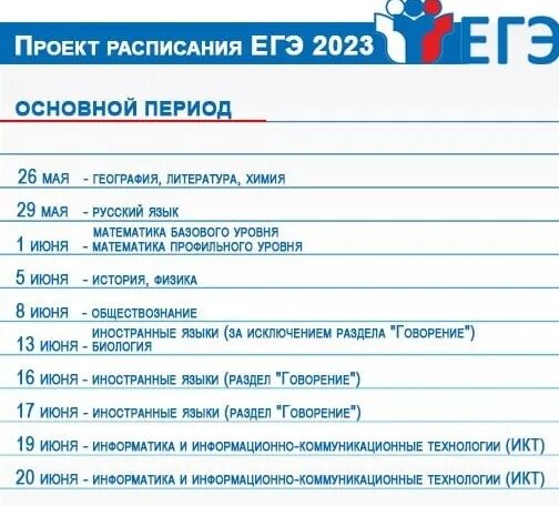 Егэ 2023 русский читать. Основной период ЕГЭ 2023. Даты ЕГЭ 2023. График проведения ЕГЭ В 2023 году. Расписание экзаменов 2023.