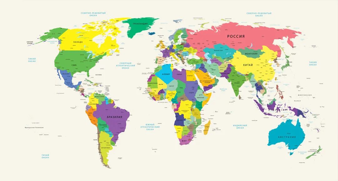 Местоположение стран на карте. Политичиская карта мир.