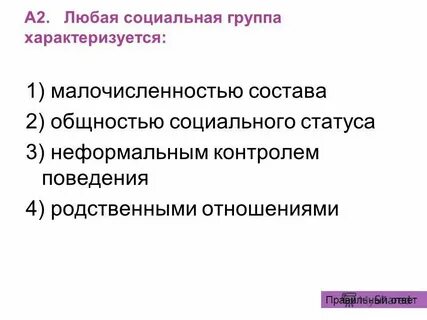 Любая социальная группа характеризуется