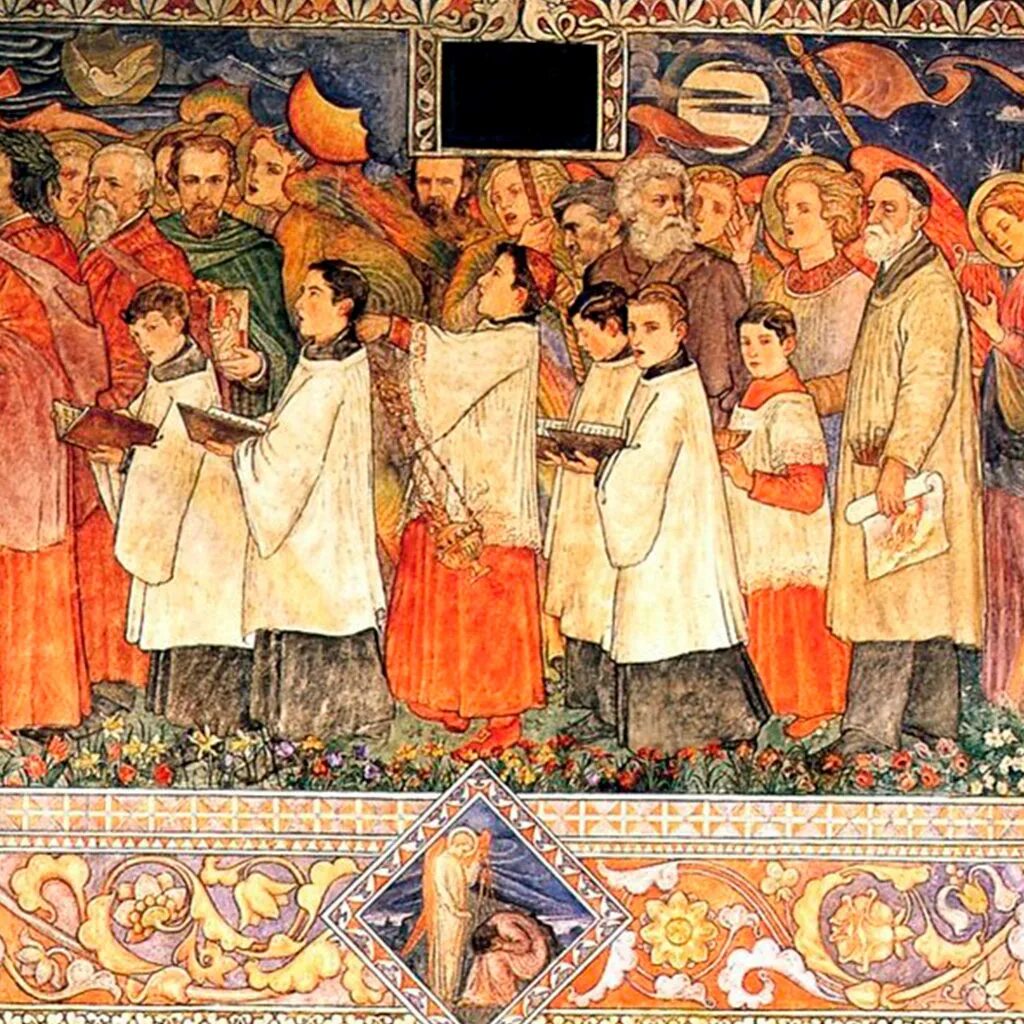 Вид древнерусского церковного пения. Церковное древнерусские пение. Миниатюры радзивиловской летописи крещение князя владимира. Древнее богослужебного пения. Знаменное пение в древней руси.