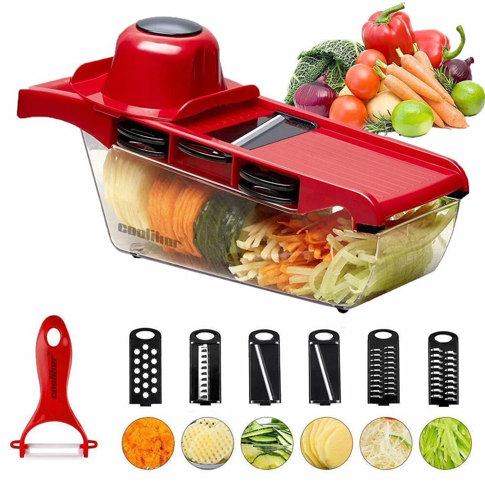 Овощерезка для овощей купить. Универсальная терка-слайсер Mandoline Slicer 6 in 1. Многофункциональная овощерезка 6в1 с контейнером Vegetable Cutter. Терка Mandoline 6 in 1. Многофункциональная тёрка Slicer Pro.